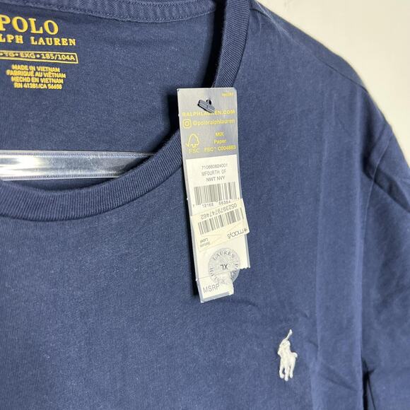 Polo Ralph Lauren Shirt Mens XL Navy USA Flag Embroidered Pony Graphic Crewneck - Picture 5 of 10